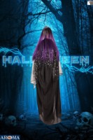 AROMA Sorcière Parlante Effrayante pour Halloween avec Son et Synchronisation des Lèvres pour Maisons Hantées et Fêtes d'Halloween Sinistres