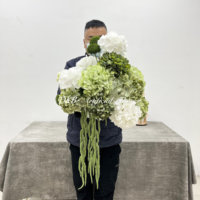 Boule florale artificielle en gros pour décoration de table de mariage, plante verte, boule de fleurs d'hortensia, centre de table décoratif