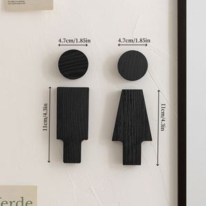 Panneau de signalisation WC en bois, design moderne et épuré, unisexe, pour hôtels, toilettes, décoration murale avec miroir, artisanat pour la maison - Product Image 3