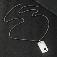 Pendentif croix punk personnalisé Collier plaque d'identification de chien militaire en acier inoxydable avec pierres CZ Bijoux pour hommes Cadeaux motard et bascule
