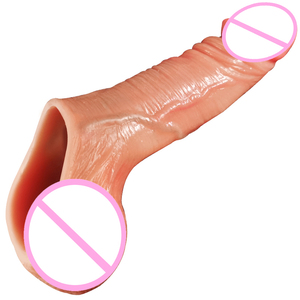 Dildo realista de silicona líquida de doble capa gruesa para masturbación femenina, suave, con inserción a 45 grados, diseño de ventosa de mano, anal. - Product Image 1