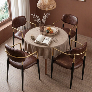 ชุดเก้าอี้รับประทานอาหารหรูหรา<span class=keywords><strong>ทันสมัย</strong></span>สำหรับเชิงพาณิชย์ หุ้มด้วยหนังแท้กำมะหยี่ พร้อมที่วางแขนสแตนเลส สำหรับโรงแรม - Product Image 4
