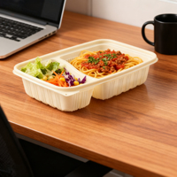 Boîte alimentaire jetable en amidon de maïs biodégradable et écologique pour la préparation des repas, sushis, salades, nouilles, plats à emporter et restaurants (vente en gros)