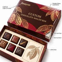Boîte de dégustation de chocolat avec logo personnalisé, boîte rigide pour envoi postal, base et couvercle en carton gris, impression CMYK, emballage cadeau