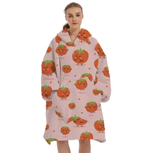 2024 nouvelle couverture à capuche surdimensionnée en polaire douce Sherpa portable de conception de tomate avec capuche
