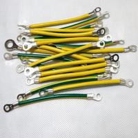 Kabel Harness Pembumian Kuning-Hijau, Kabel Jumper Terminal Cincin dengan Selubung Susut Panas untuk Sambungan Pembumian Kabinet