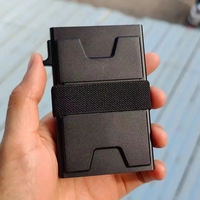 Porte-cartes de visite personnalisé en aluminium antivol avec blocage RFID portefeuille en cuir tendance insigne d'identification décoratif carte de crédit en métal