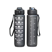 Bouteille de sport en plastique écologique imperméable de 32 oz (1000 ml) avec paille, grande capacité, pour voyages, école, extérieur, adultes