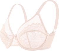 Soutiens-gorge minimisateurs pour femmes Enchante, à bonnets pleins, fins, à armatures, sans bretelles, tricotés, grandes tailles, pour usage quotidien, avec effet liftant, en dentelle florale, pour poitrines généreuses