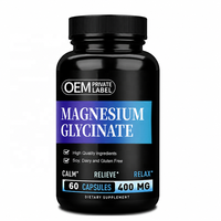 Capsules de glycinate de magnésium 400 mg en marque blanche OEM, 60 unités, complément alimentaire, vente en gros, fournisseur d'usine