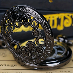 Gear Steampunk <span class=keywords><strong>Montre</strong></span> de poche à quartz Vintage Hollow Out Analog Necklace Chain Watch - Product Image 2
