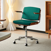 Chaise de bureau pivotante en tissu avec cadre en alliage d'aluminium de style vintage rétro, confortable pour la maison, l'ordinateur et la salle à manger