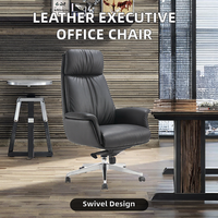 Chaise de bureau de direction en PU de luxe avec cadre en aluminium, pivotante, confortable et ergonomique pour les patrons et les managers