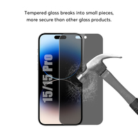 Protecteur d'écran de confidentialité en verre trempé anti-espion 2025 9H 2.5D pour iPhone 15 15 Pro 6.1