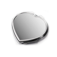 Espejo Redondo de Bolsillo de Metal de Doble Cara, Espejo Compacto de Maquillaje Plateado, Logotipo Personalizado, Mini Espejo de Maquillaje Plegable