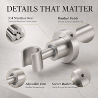 Accessoires de salle de bain en nickel brossé, acier inoxydable 304, support de pomme de douche rotatif à 360 degrés, montage mural