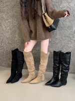 Bottines western pour femmes, à bout pointu, à tige basse, avec doublure en peau de mouton - Design Joker du Nouvel An