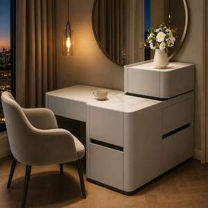 Comodino Intelligente a <span class=keywords><strong>5</strong></span> Cassetti con Caricatore Wireless e Audio Bluetooth, Tavolino Salvaspazio in Legno Massello per Camera da Letto e Sala da Pranzo - Product Image 4