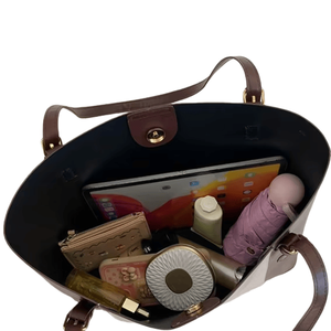 Sacs à main pour femmes en cuir PU de style rétro, nouvelle mode 2025, couture de couleur, grands sacs à main pour femmes pour les trajets quotidiens, vente en gros - Product Image 3