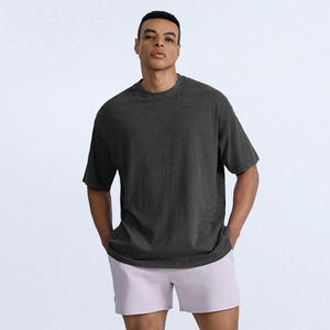 T-shirt da <span class=keywords><strong>uomo</strong></span> personalizzata <span class=keywords><strong>oversize</strong></span> a maniche corte in cotone, di alta qualità, con lavaggio acido, t-shirt da <span class=keywords><strong>uomo</strong></span> bianca, t-shirt da <span class=keywords><strong>uomo</strong></span> neutre - Product Image 4