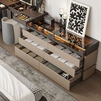 Ensembles de commodes modernes de luxe en bois à 5 tiroirs avec miroir extensible et éclairage, organisateur de maquillage, meuble flottant pour salle de bain et école