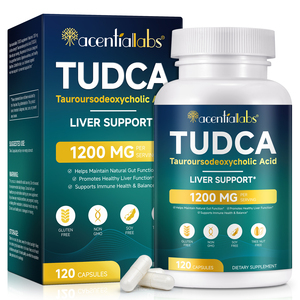 Acentiallabs Détoxifiant Hépatique Sans Gluten Capsules <span class=keywords><strong>TUDCA</strong></span> Soutien de la Vésicule Biliaire 1200mg Supplément d'Acide Tauroursodésoxycholique - Product Image 1