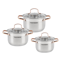 Ustensiles de cuisine de qualité supérieure, ensemble de 8 casseroles et poêles en acier inoxydable, ensemble de batterie de cuisine classique avec poignées dorées