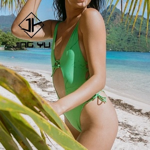 Traje de Baño de una Pieza con Tirantes Huecos de Color Sólido Personalizado para Mujer, Traje de Baño de Nailon de Alta Calidad de una Pieza, Talla Grande - Product Image 2