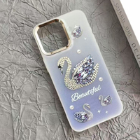 Coque de téléphone cygne diamants dessin animé mignon pour iPhone 17 Promax /Xiaomi Redmi 15/Spark Go2/Samsung A03S