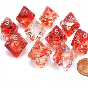 Ensemble de <span class=keywords><strong>dés</strong></span> polyédriques <span class=keywords><strong>Chessex</strong></span> D10 Nebula Luminary-Red avec argent (10) - Product Image 1