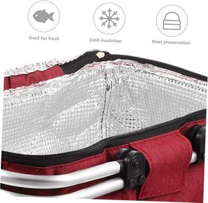 Borsa Termica Multifunzionale Oxford Grigia Ecologica Riutilizzabile 15L con Cestello per Picnic all'Aperto con Rivestimento in Alluminio Rinforzato - Product Image 5