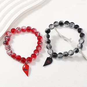 Bracelets magnétiques en forme de cœur pour couples, cadeaux de la Saint-Valentin pour les amoureux, bracelets assortis en cristal perlé en forme de cœur - Product Image 4