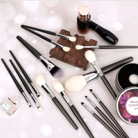 Lot de 14 pinceaux de maquillage en poils de chèvre XGF de luxe de haute qualité avec virole en cuivre