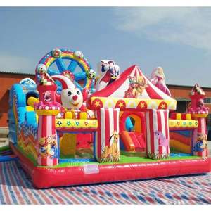 Casa de Brinco Inflable de PVC para Niños, Tamaño Personalizado, con Tobogán, Obstáculos, Diseño de Circo, para Parques de Diversiones, Uso en Exteriores - Product Image 1