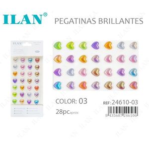 Adesivi con strass a forma di cuore ILAN Colore 03 Circa 28 pezzi - Product Image 1