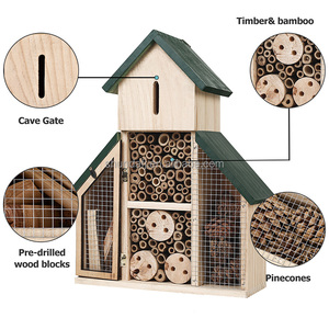 ที่แขวนทำจากไม้ SDIH004สำหรับตกแต่งสวนบ้านผึ้งแมลงโรงแรมสำหรับผีเสื้อและเต่าทอง<span class=keywords><strong>ที่พัก</strong></span>พิงสัตว์เลี้ยงทำจากไม้ไผ่ - Product Image 2