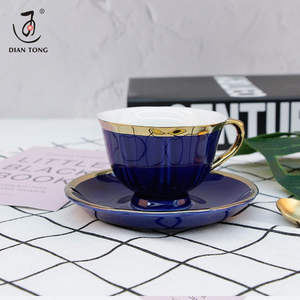 DianTong custom luxury gold rim cappuccino <span class=keywords><strong>tazze</strong></span> <span class=keywords><strong>da</strong></span> caffè in porcellana tazza <span class=keywords><strong>da</strong></span> tè in ceramica e piattino set tazza <span class=keywords><strong>da</strong></span> tè con piattino - Product Image 3