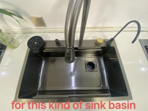 Robinet de cuisine à deux trous, cascade extractible, pour le lavage des légumes, eau chaude et froide, noyau en cuivre intégral - Product Image 3