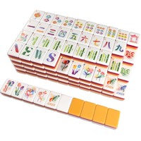 Ensemble de mahjong en acrylique élégant de style chinois, 160 pièces, 4 couches, imprimé lotus et pivoine, cadeau de fête haut de gamme