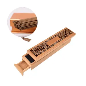 Chinese manufacturer wooden incense sticks boxes carving hollow incense holder