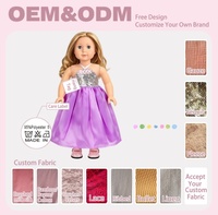 Robe de soirée en satin violet à sequins argentés sur mesure pour poupée de 18 pouces, couleur de sequins personnalisée, production en gros