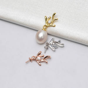 Collar de Plata de Ley S925 con Colgante de Astas de Ciervo y Cadena con Perlas de 7-12 mm para Mujer, Estilo Coreano, para Fiestas - Product Image 2