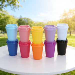 Botella de Agua y Café Minimalista Ecológica de PP de 350 ml con Tapa - Product Image 1