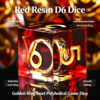 Ensemble de dés polyédriques DND avec 7 dés en résine, anneau doré inclus, pour les jeux de rôle D&D