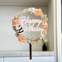 Acryl alles Gute zum Geburtstag Blume gedruckt Cake Toppers Party zubehör für Kuchen Dekorieren Zubehör