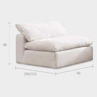 Canapé modulaire sans accoudoirs crème personnalisable, siège individuel, pièce de canapé sectionnel librement combinable pour ensembles de meubles de salon