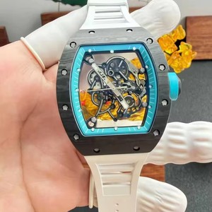 High-end Tonneau-shaped RM055 Automatic Mechanical Unisex Watch Ceramic Carbon Fiber Case Sapphire <b>Crystal</b> Rubber Band Butterfly - Product Image 3