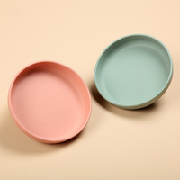 Nouvelle mode assiette ronde en Silicone pour bébé sans Bpa lavable au lave-vaisselle assiette d'alimentation pour enfants
