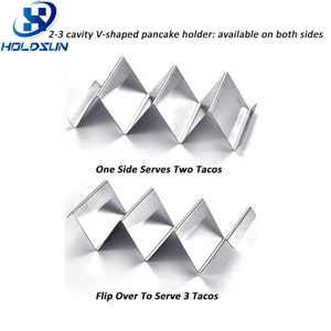 Soporte para Tacos de Pollo de Acero Inoxidable de Doble Cara, Resistente al Calor, Ecológico, Seguro para Alimentos, con Logotipo Personalizado, para <span class=keywords><strong>3</strong></span> Tacos - Product Image 3