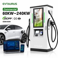 Station de recharge rapide DC haute efficacité 2026 de 60 kW à 240 kW, chargeur commercial pour véhicules électriques à double connecteur CCS2 GBT avec écran publicitaire de 32 pouces